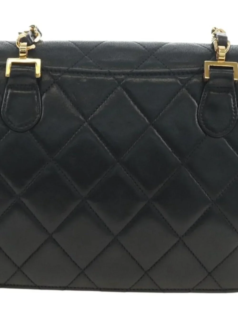 CHANEL Matelasse Chain Shoulder Bag Lamb Skin Black Gold CC Auth yk20399SAV